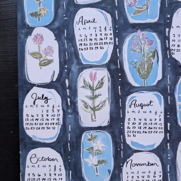 Botanical Indigo Watercolor Calendar 2026: Blue Floral Art Print - Picture 6 of 7
